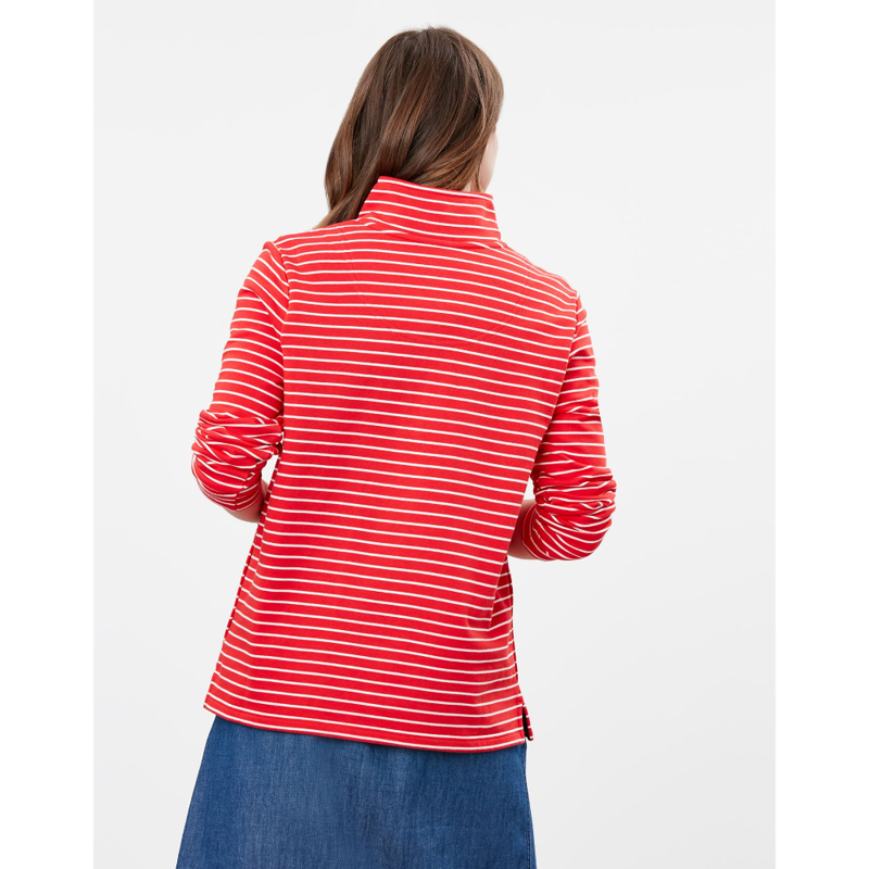 Joules Pip Casual Half Zipped Sweatshirt - Red Cream Stripe -1